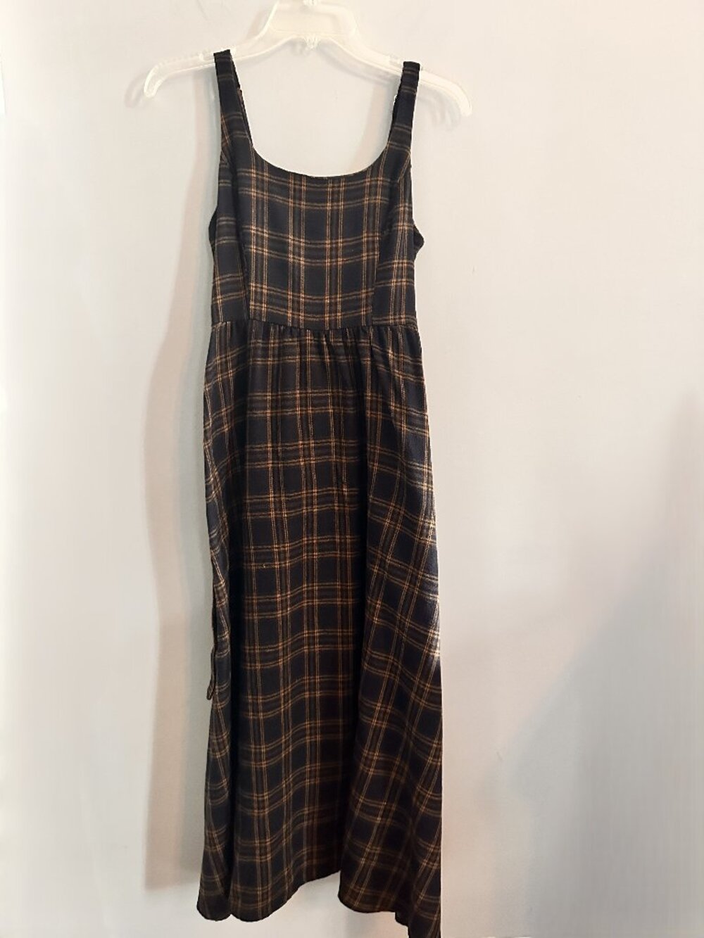 SHEIN Plaid Midi Dress Brown Black Plaid Size Small